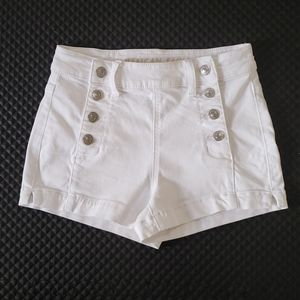 American Eagle white button front shorts, size 2